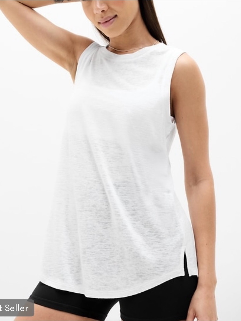 Athleta White Sleeveless Tank with Side Slits